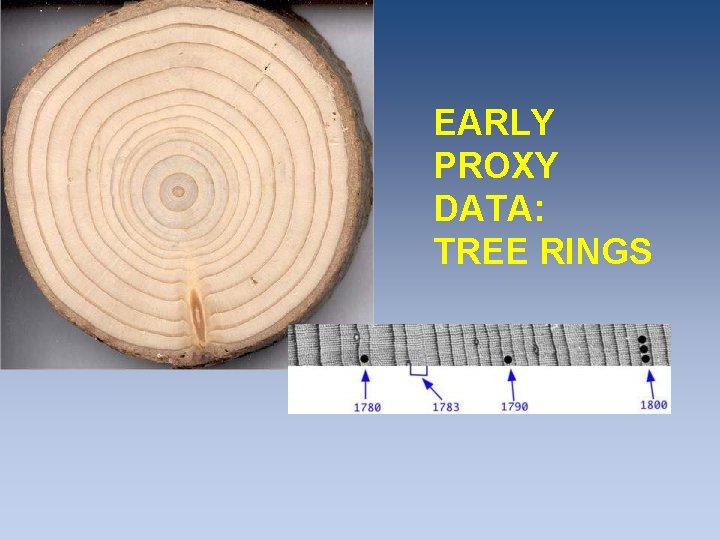 EARLY PROXY DATA: TREE RINGS EARLY PROXY DATA: TREE RINGS