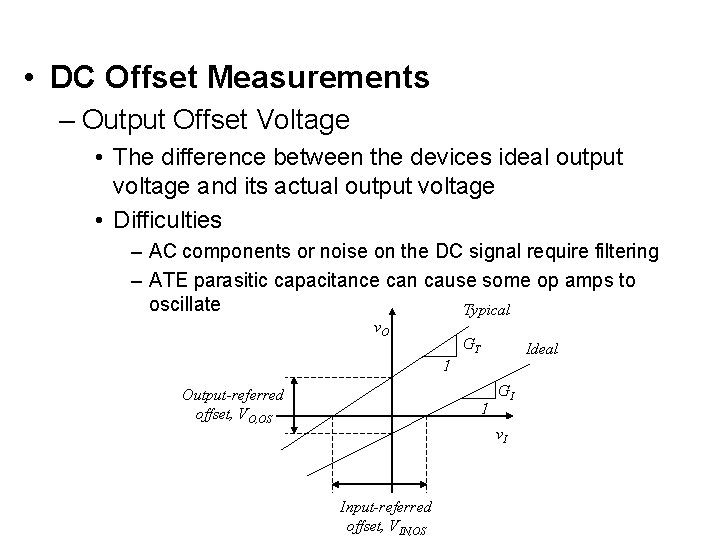  • DC Offset Measurements – Output Offset Voltage • The difference between the