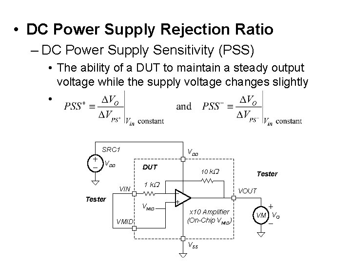  • DC Power Supply Rejection Ratio – DC Power Supply Sensitivity (PSS) •