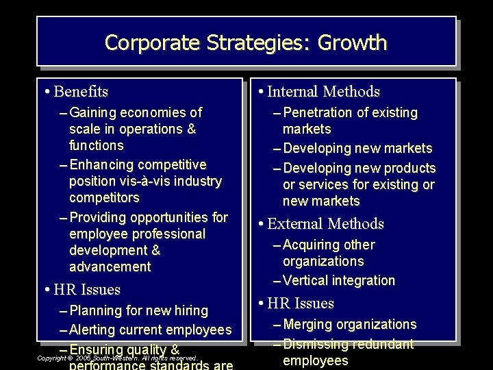 Corporate Strategies: Growth • Benefits – Gaining economies of scale in operations & functions