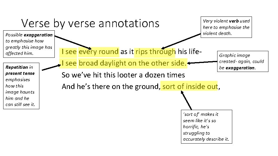 Verse by verse annotations Possible exaggeration to emphasise how greatly this image has affected