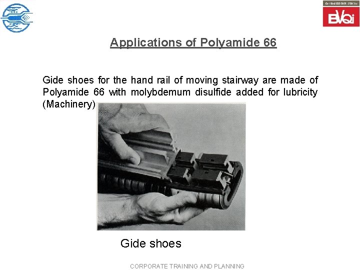 Applications of Polyamide 66 Gide shoes for the hand rail of moving stairway are