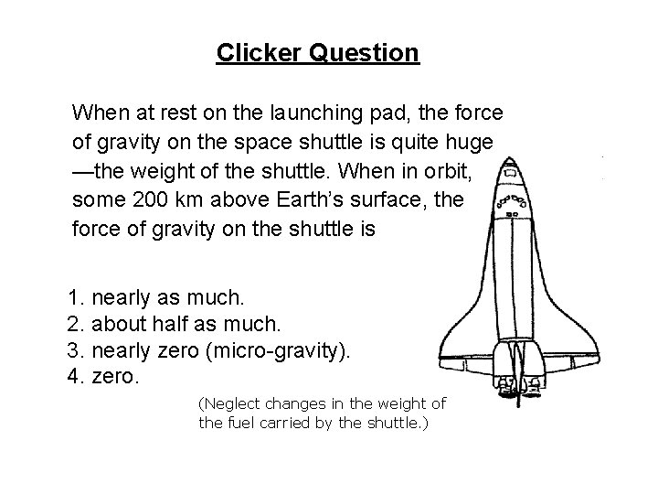 Clicker Question When at rest on the launching pad, the force of gravity on