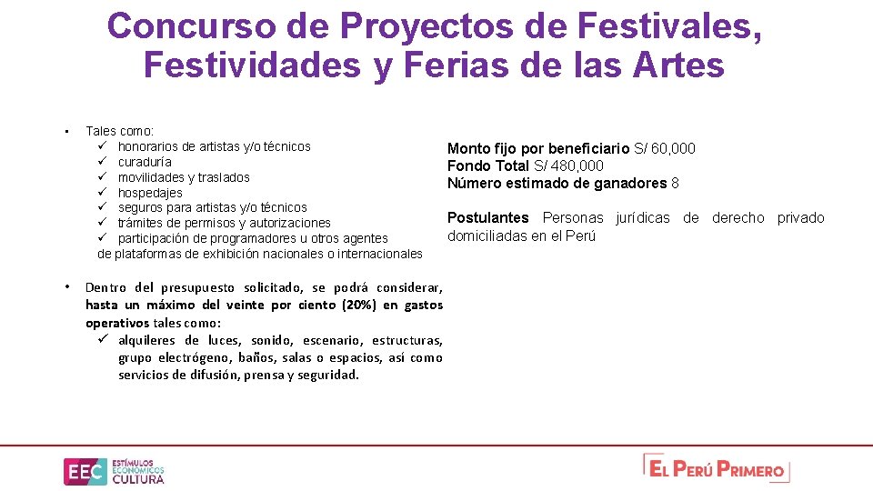 Concurso de Proyectos de Festivales, Festividades y Ferias de las Artes • • Tales
