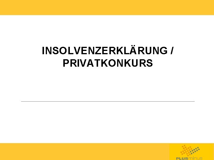 INSOLVENZERKLÄRUNG / PRIVATKONKURS 