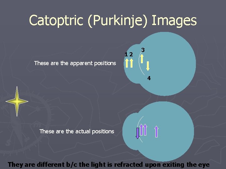 Catoptric (Purkinje) Images 12 3 These are the apparent positions 4 These are the