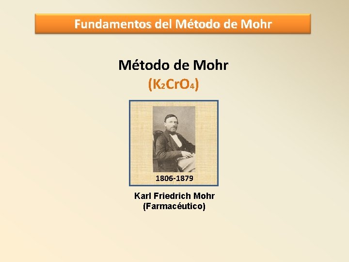 Fundamentos del Método de Mohr (K 2 Cr. O 4) 1806 -1879 Karl Friedrich