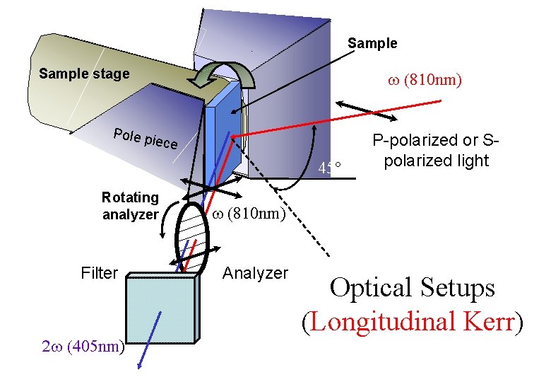 Sample 試料回転 Sample stage Pole p ie w (810 nm) ce 45° Rotating analyzer