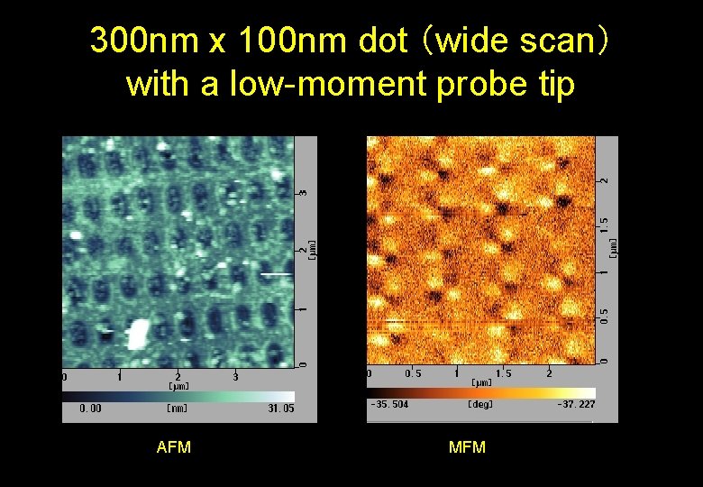 300 nm x 100 nm dot （wide scan） with a low-moment probe tip AFM