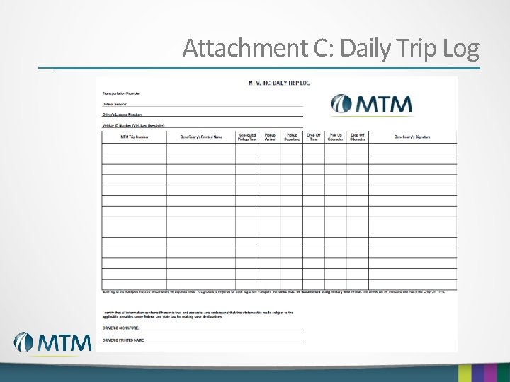Attachment C: Daily Trip Log 