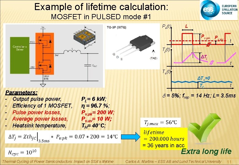 Example of lifetime calculation: MOSFET in PULSED mode #1 Pv(t) 1. xx L Pv.
