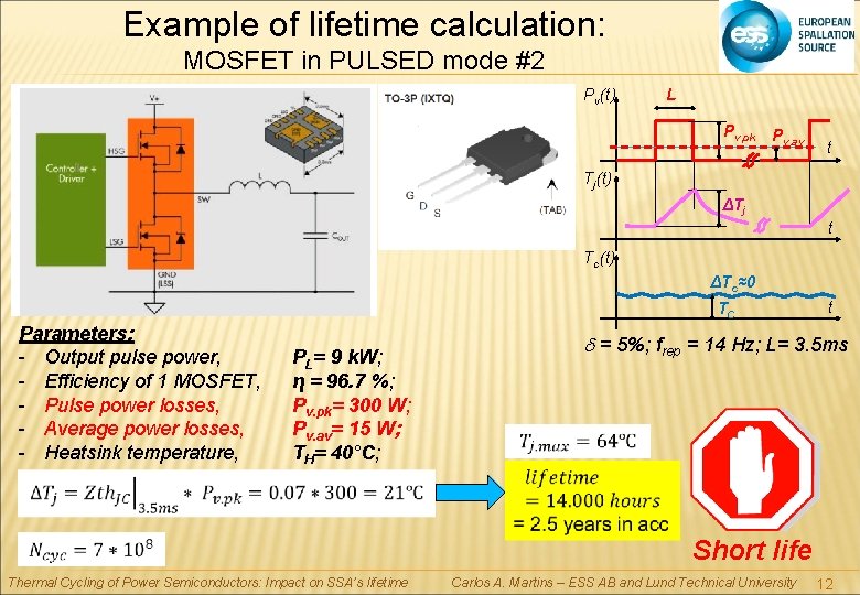Example of lifetime calculation: MOSFET in PULSED mode #2 Pv(t) 1. xx L Pv.