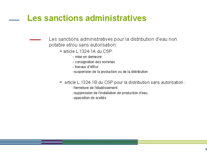 Les sanctions administratives pour la distribution d’eau non potable et/ou sans autorisation: - article Les sanctions administratives pour la distribution d’eau non potable et/ou sans autorisation: - article