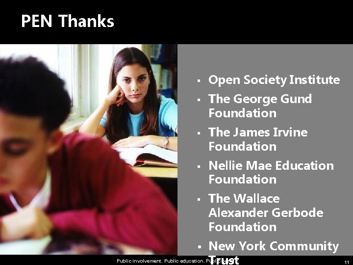 PEN Thanks § § § Open Society Institute The George Gund Foundation The James