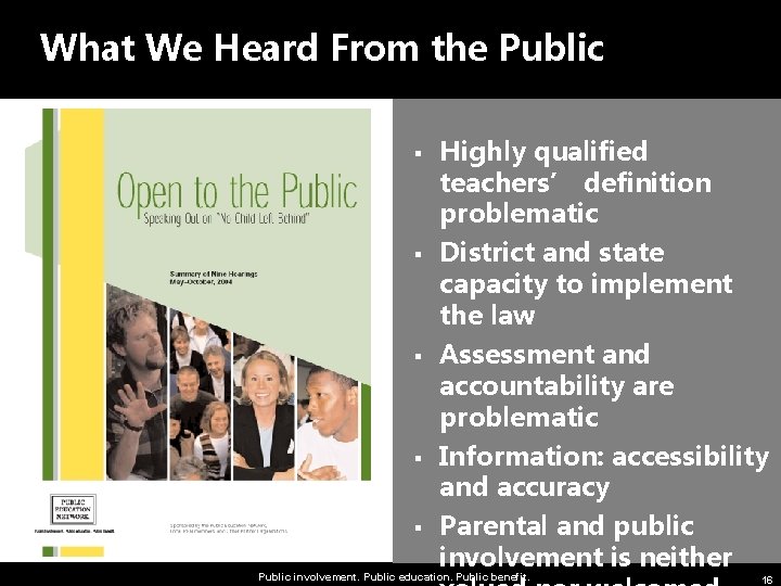 What We Heard From the Public § § § Highly qualified teachers’ definition problematic