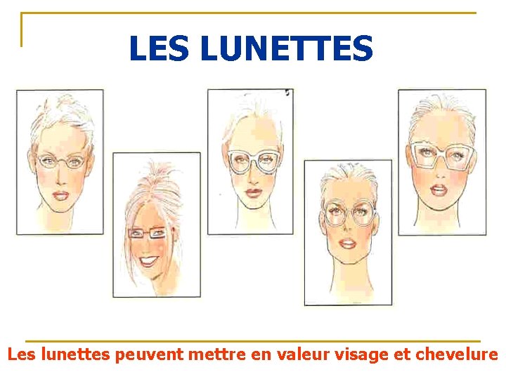 LES LUNETTES Les lunettes peuvent mettre en valeur visage et chevelure 