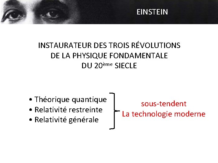 EINSTEIN INSTAURATEUR DES TROIS RÉVOLUTIONS DE LA PHYSIQUE FONDAMENTALE DU 20ème SIECLE • Théorique