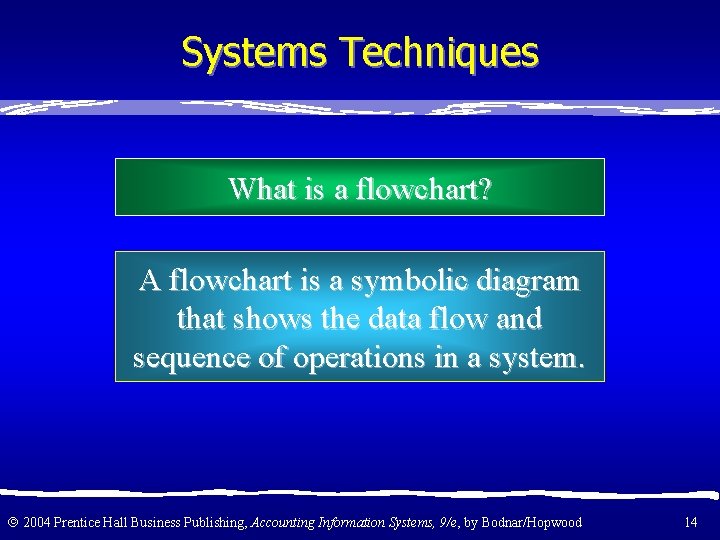 Systems Techniques What is a flowchart? A flowchart is a symbolic diagram that shows