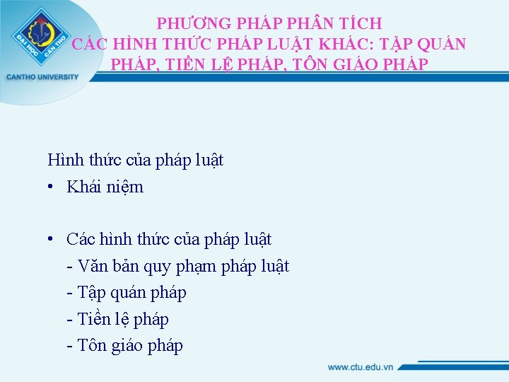 PHƯƠNG PHÁP PH N TÍCH CÁC HÌNH THỨC PHÁP LUẬT KHÁC: TẬP QUÁN PHÁP,