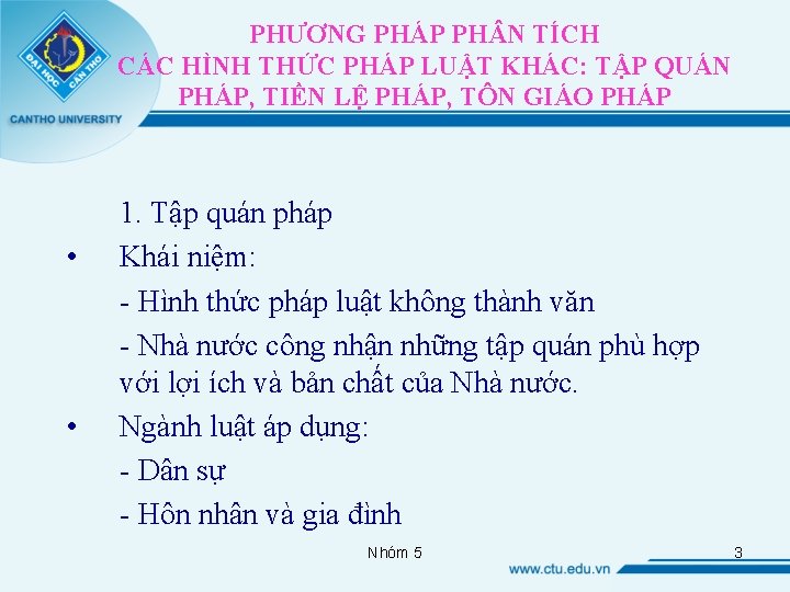 PHƯƠNG PHÁP PH N TÍCH CÁC HÌNH THỨC PHÁP LUẬT KHÁC: TẬP QUÁN PHÁP,