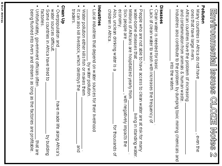 Environmental Issues CLOZE Notes 2 Pollution • Many countries in Africa do not have Environmental Issues CLOZE Notes 2 Pollution • Many countries in Africa do not have