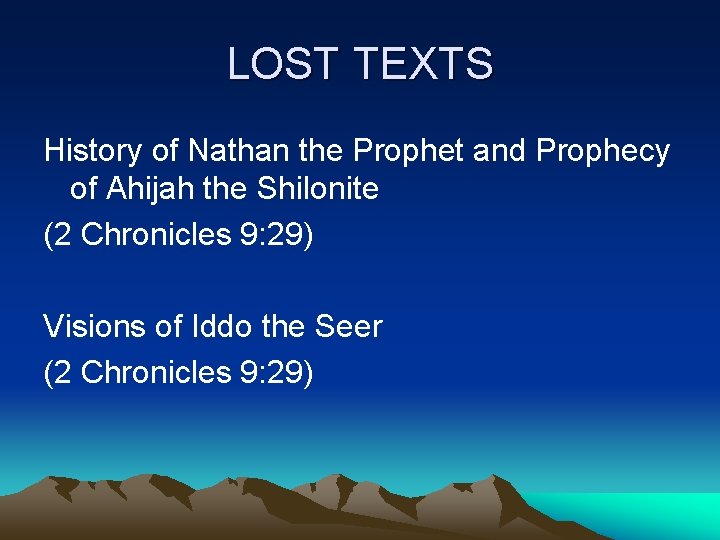 LOST TEXTS History of Nathan the Prophet and Prophecy of Ahijah the Shilonite (2