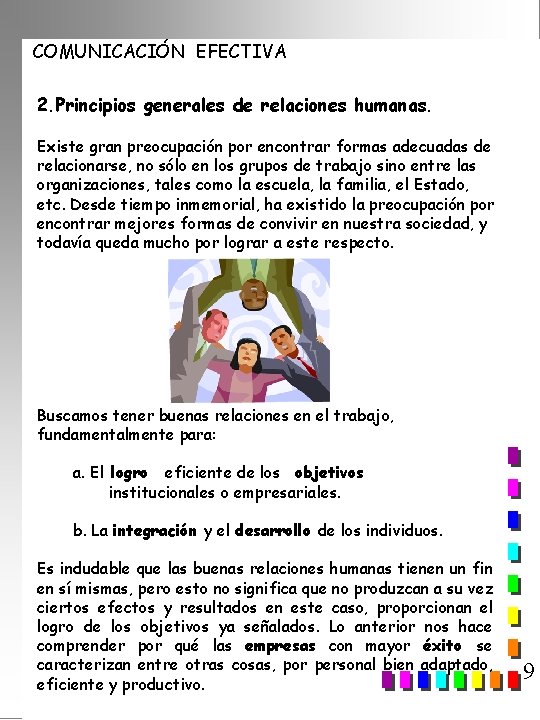 COMUNICACIÓN EFECTIVA 2. Principios generales de relaciones humanas. Existe gran preocupación por encontrar formas