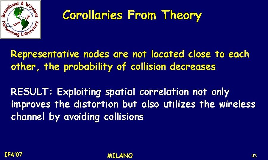 Corollaries From Theory Representative nodes are not located close to each other, the probability