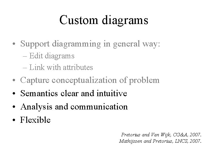 Custom diagrams • Support diagramming in general way: – Edit diagrams – Link with