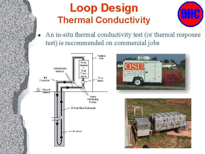 Loop Design Thermal Conductivity l An in-situ thermal conductivity test (or thermal response test)