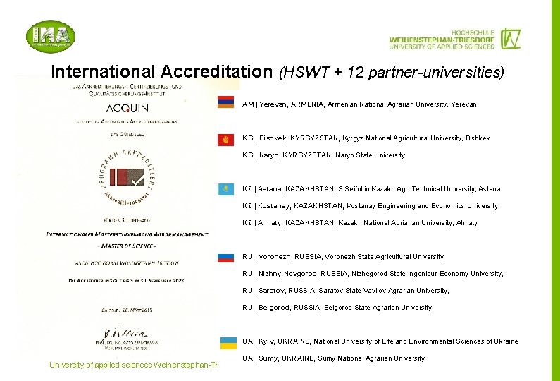 International Accreditation (HSWT + 12 partner-universities) » AM | Yerevan, ARMENIA, Armenian National Agrarian