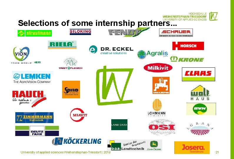 Selections of some internship partners. . . Mitglied im University of applied sciences Weihenstephan-Triesdorf