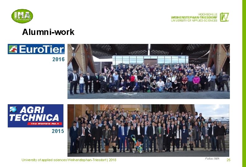 Alumni-work 2016 2015 Mitglied im University of applied sciences Weihenstephan-Triesdorf | 2018 Fotos IMA