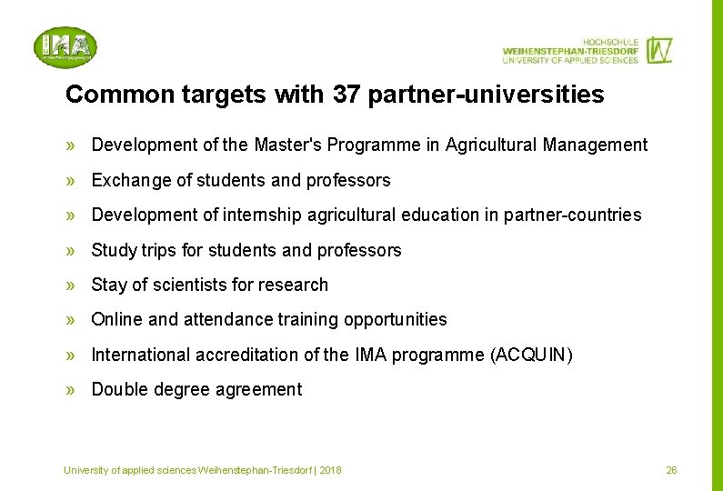 Common targets with 37 partner-universities » Development of the Master's Programme in Agricultural Management