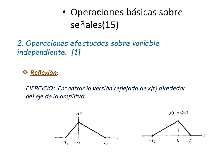  • Operaciones básicas sobre señales(15) 2. Operaciones efectuadas sobre variable independiente. [1] v