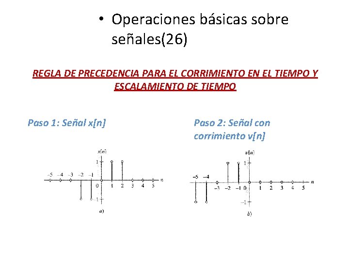  • Operaciones básicas sobre señales(26) REGLA DE PRECEDENCIA PARA EL CORRIMIENTO EN EL