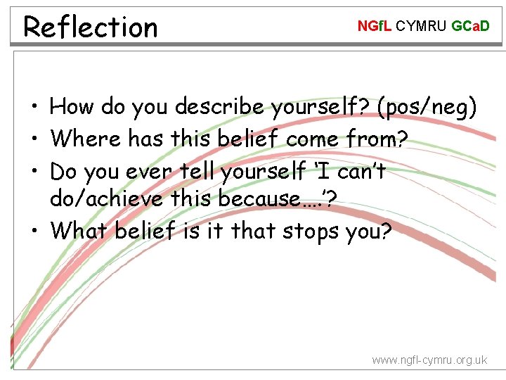 Reflection NGf. L CYMRU GCa. D • How do you describe yourself? (pos/neg) •