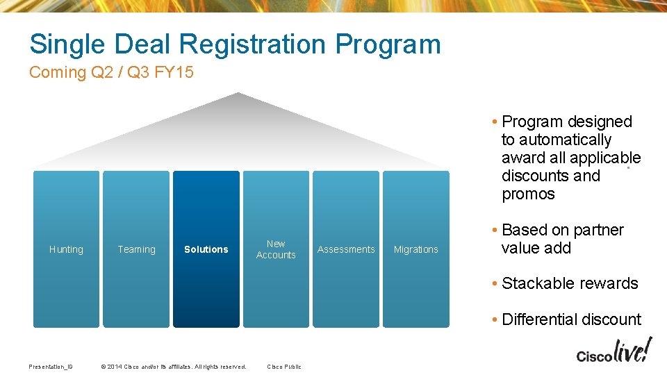 Single Deal Registration Program Coming Q 2 / Q 3 FY 15 • Program Single Deal Registration Program Coming Q 2 / Q 3 FY 15 • Program