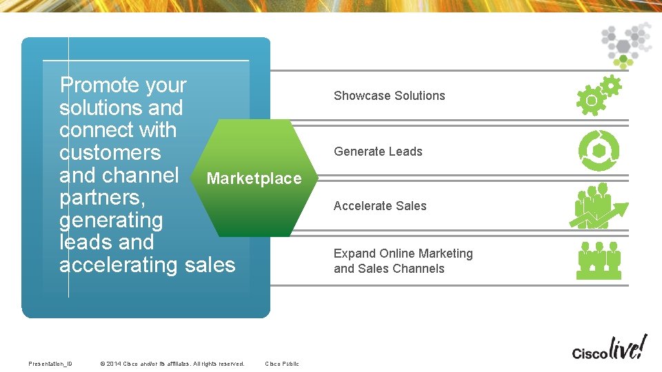 Promote your solutions and connect with customers and channel Marketplace partners, generating leads and Promote your solutions and connect with customers and channel Marketplace partners, generating leads and