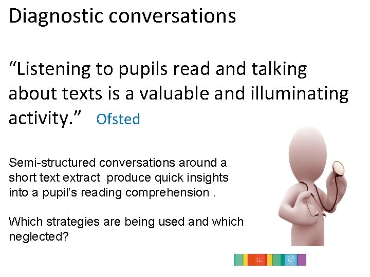 Diagnostic conversations “Listening to pupils read and talking about texts is a valuable and