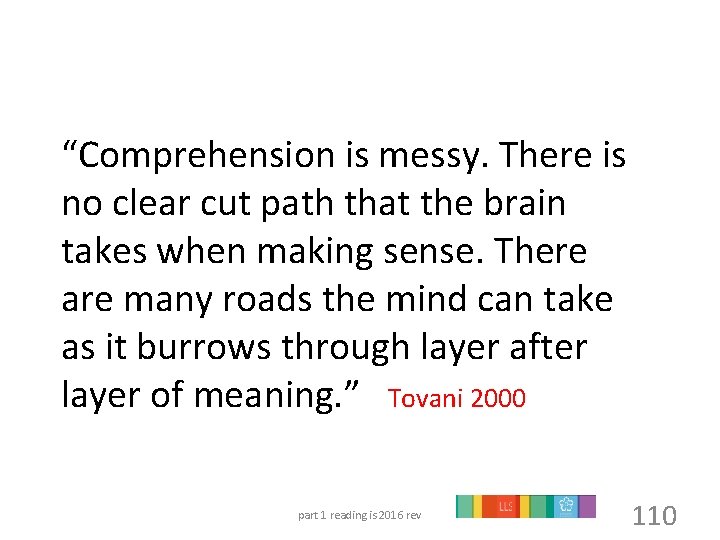 “Comprehension is messy. There is no clear cut path that the brain takes when