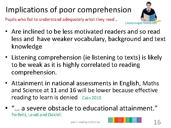 Implications of poor comprehension Pupils who fail to understand adequately what they read… Cstockyimages-Fotolia.