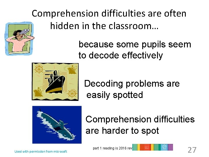  Comprehension difficulties are often hidden in the classroom… because some pupils seem to