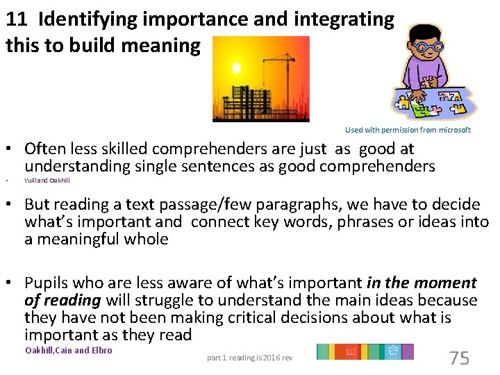 11 Identifying importance and integrating this to build meaning Used with permission from microsoft