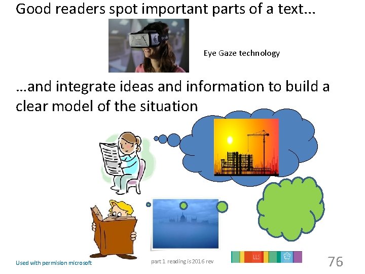 Good readers spot important parts of a text. . . Eye Gaze technology …and