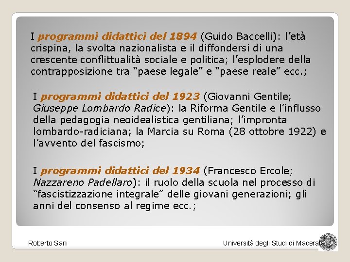 I programmi didattici del 1894 (Guido Baccelli): l’età crispina, la svolta nazionalista e il