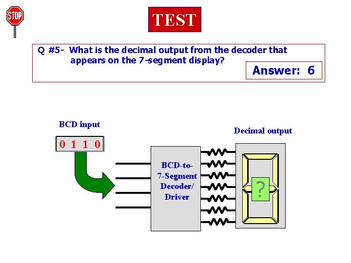 TEST Q #5#1 - What is the decimal output from the decoder that #2#3#4