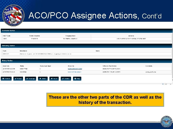 ACO/PCO Assignee Actions, Cont’d ACO/PCO ASSIGNEE ACTION These are the other two parts of