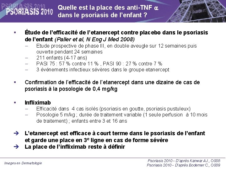 Quelle est la place des anti-TNF a dans le psoriasis de l’enfant ? Étude