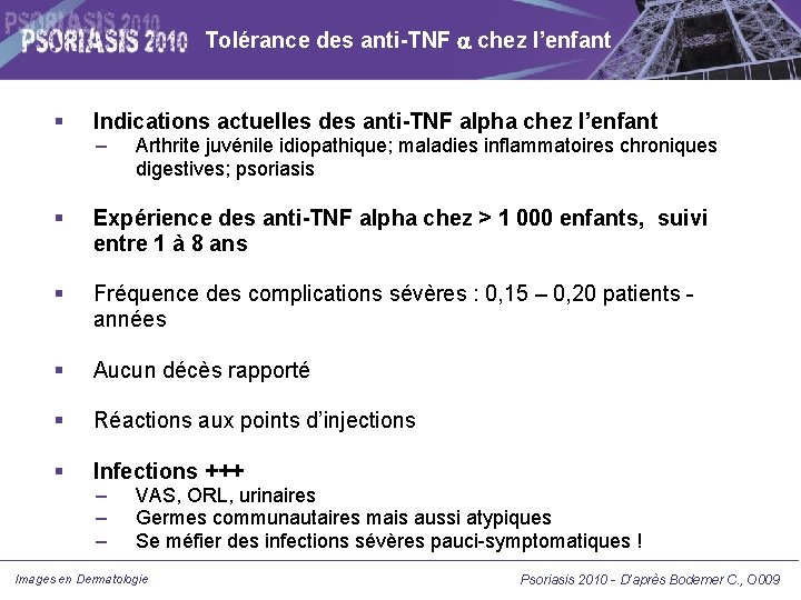 Tolérance des anti-TNF a chez l’enfant Indications actuelles des anti-TNF alpha chez l’enfant –